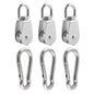 3Pcs 304 Stainless Steel M32 Single Pulley Block, Wire Rope Hanging Wire Towing Wheel, with 3Pcs Spring Snap Hook