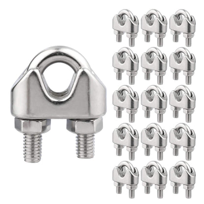 1/16 Inch M2 Stainless Steel Wire Rope Cable Clip Clamp Pack of 20