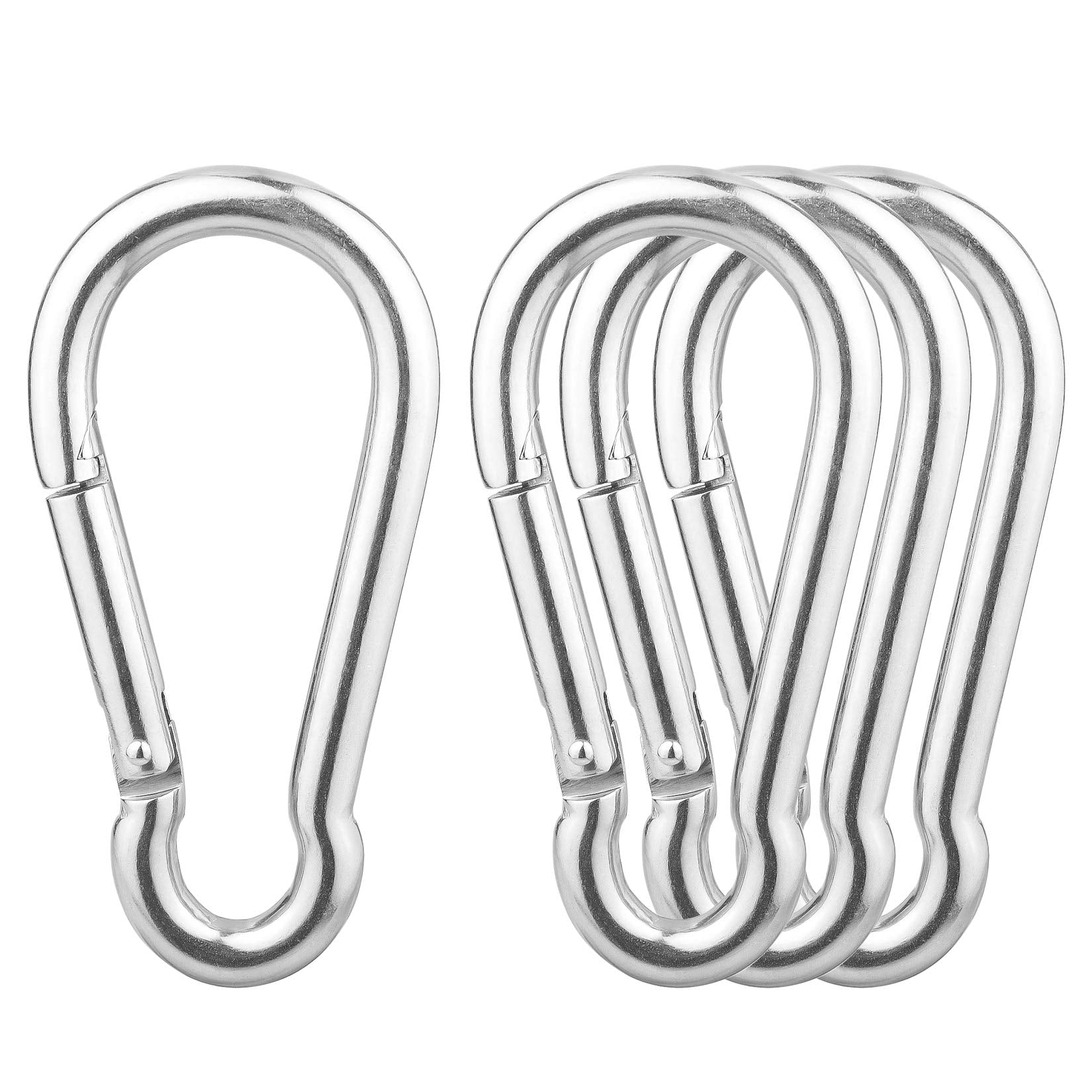 1.57 Inch Stainless Steel Carabiner Clip, 30 Pack, 304 Marine Grade, Heavy Duty Spring Snap Hooks, Mini and Large Sizes