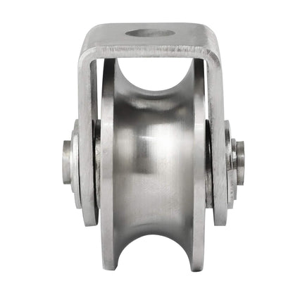 Pulley Block U Type Single Wheel Pulley Block Duplex Bearing 304 Stainless Steel Smooth Loading 880lb/400Kg for Material Handling and Moving