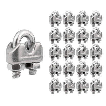 1/16 Inch M2 Stainless Steel Wire Rope Cable Clip Clamp Pack of 20