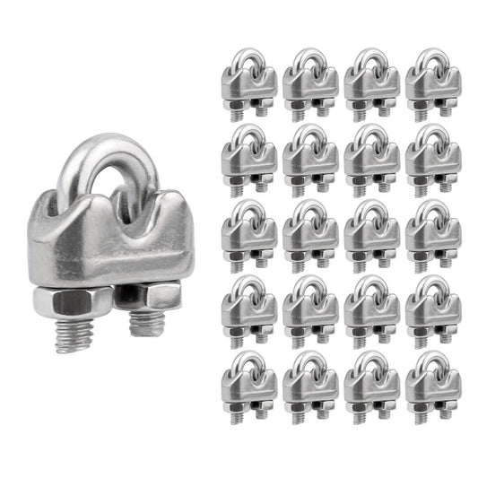 1/16 Inch M2 Stainless Steel Wire Rope Cable Clip Clamp Pack of 20