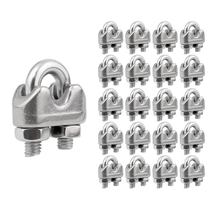 1/16 Inch M2 Stainless Steel Wire Rope Cable Clip Clamp Pack of 20