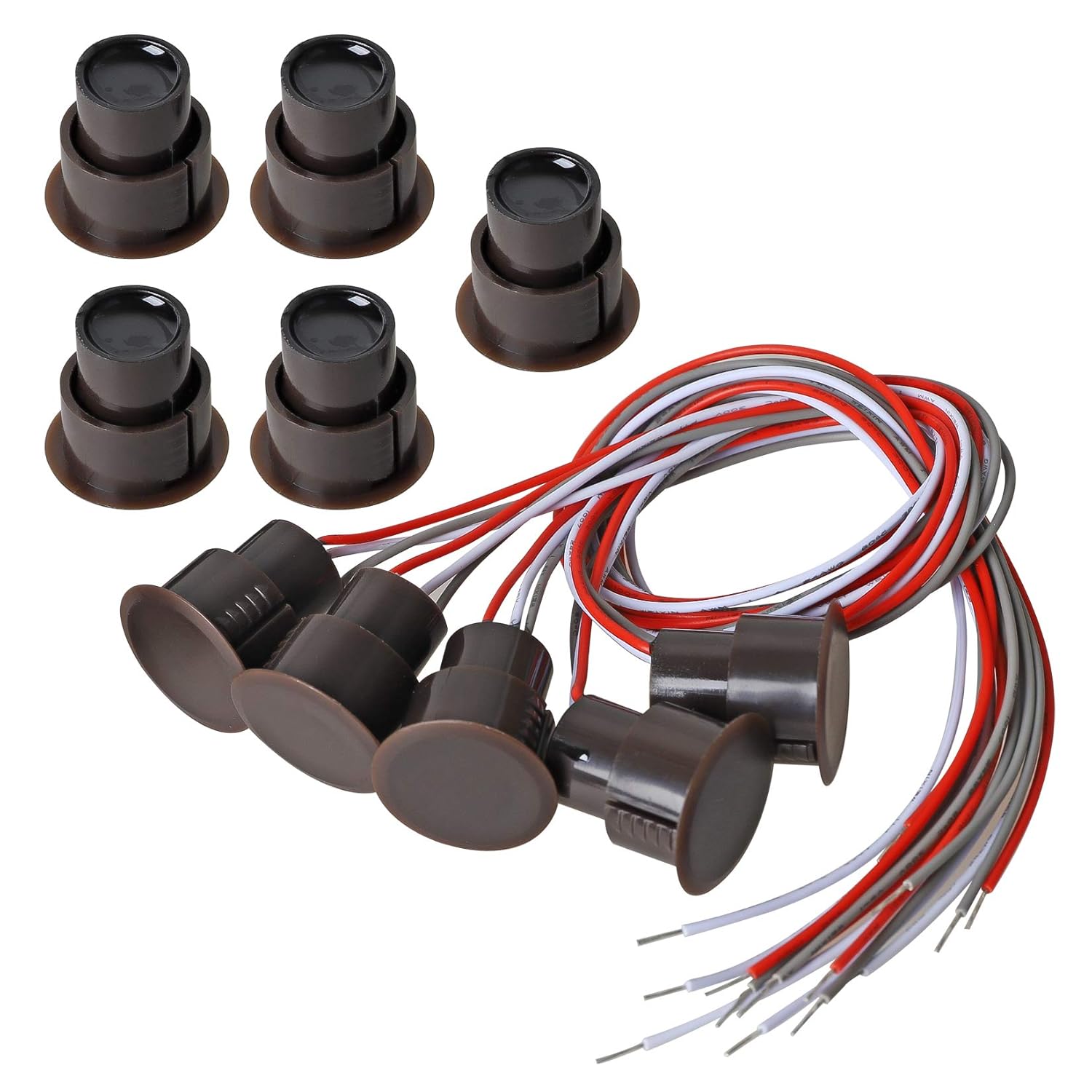 RC-36 NC+NO Recessed Wired Security Window Door Contact Sensor Alarm Magnetic Reed Switch Brown - (5 Sets)