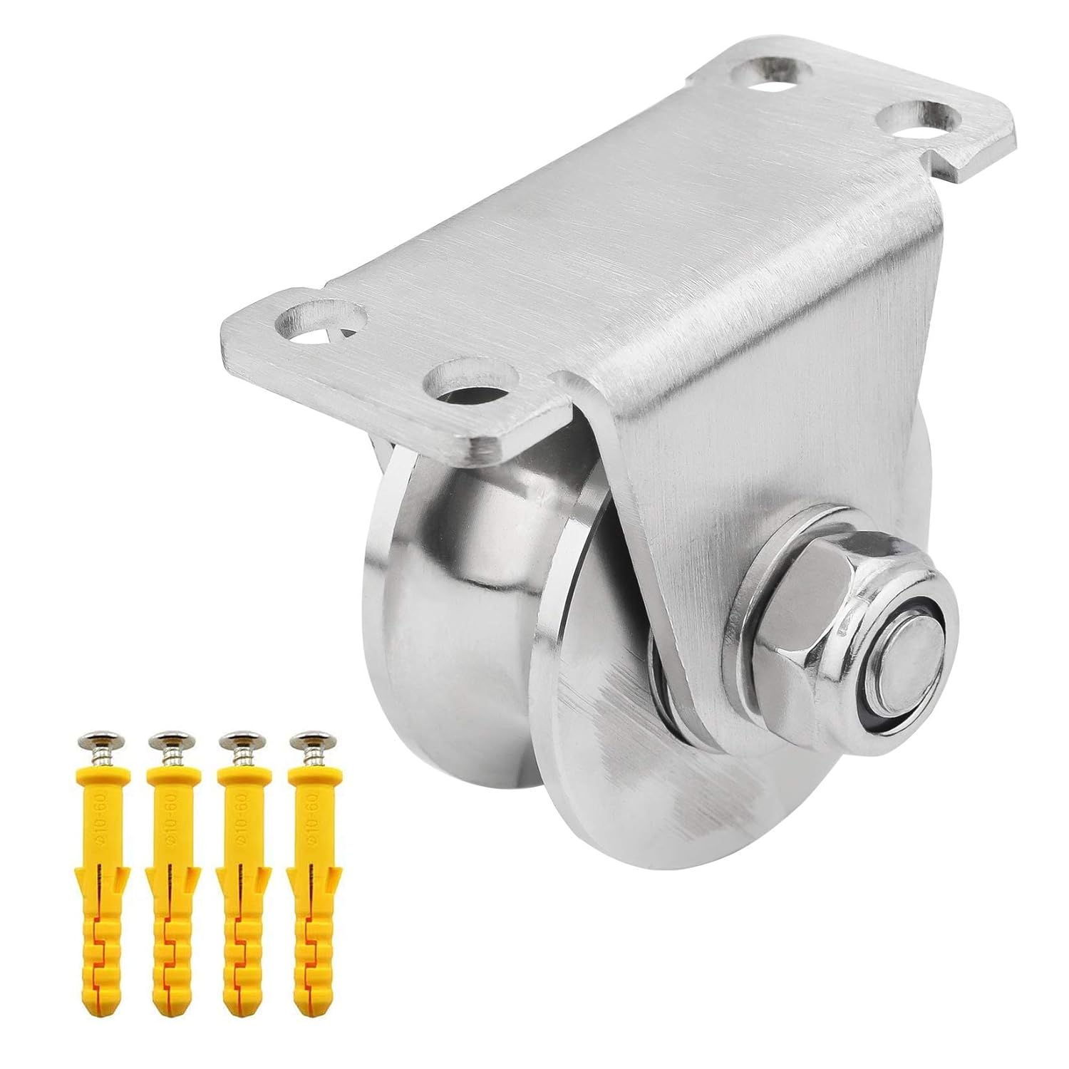 1 Piece Groove Wheel Pulley 304 Stainless Steel Pulley Block Super Silent Detachable Duplex Bearing for DIY Gym Equipment, Sliding Gate with Mounting Screws and Expansion Pipes U Type