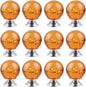 12 PCS Crystal Cabinet Knobs Round Glass Bubbles Knobs Smooth Drawer Pulls Handle for Home, Cabinet, Drawer and Dresser with 3 Different Size Screws, 30MM (Amber)