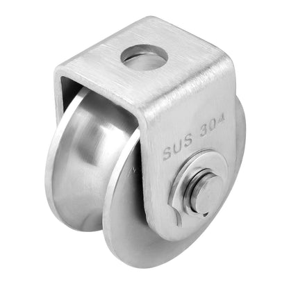 Pulley Block U Type Single Wheel Pulley Block Duplex Bearing 304 Stainless Steel Smooth Loading 880lb/400Kg for Material Handling and Moving