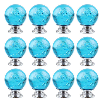 12 PCS Crystal Cabinet Knobs Round Glass Bubbles Knobs Smooth Drawer Pulls Handle for Home, Cabinet, Drawer and Dresser with 3 Different Size Screws, 30MM (Amber)