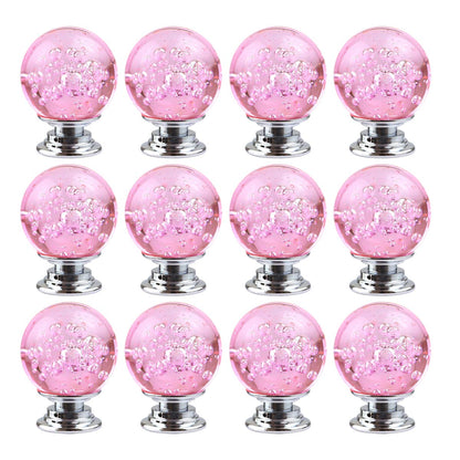 12 PCS Crystal Cabinet Knobs Round Glass Bubbles Knobs Smooth Drawer Pulls Handle for Home, Cabinet, Drawer and Dresser with 3 Different Size Screws, 30MM (Amber)