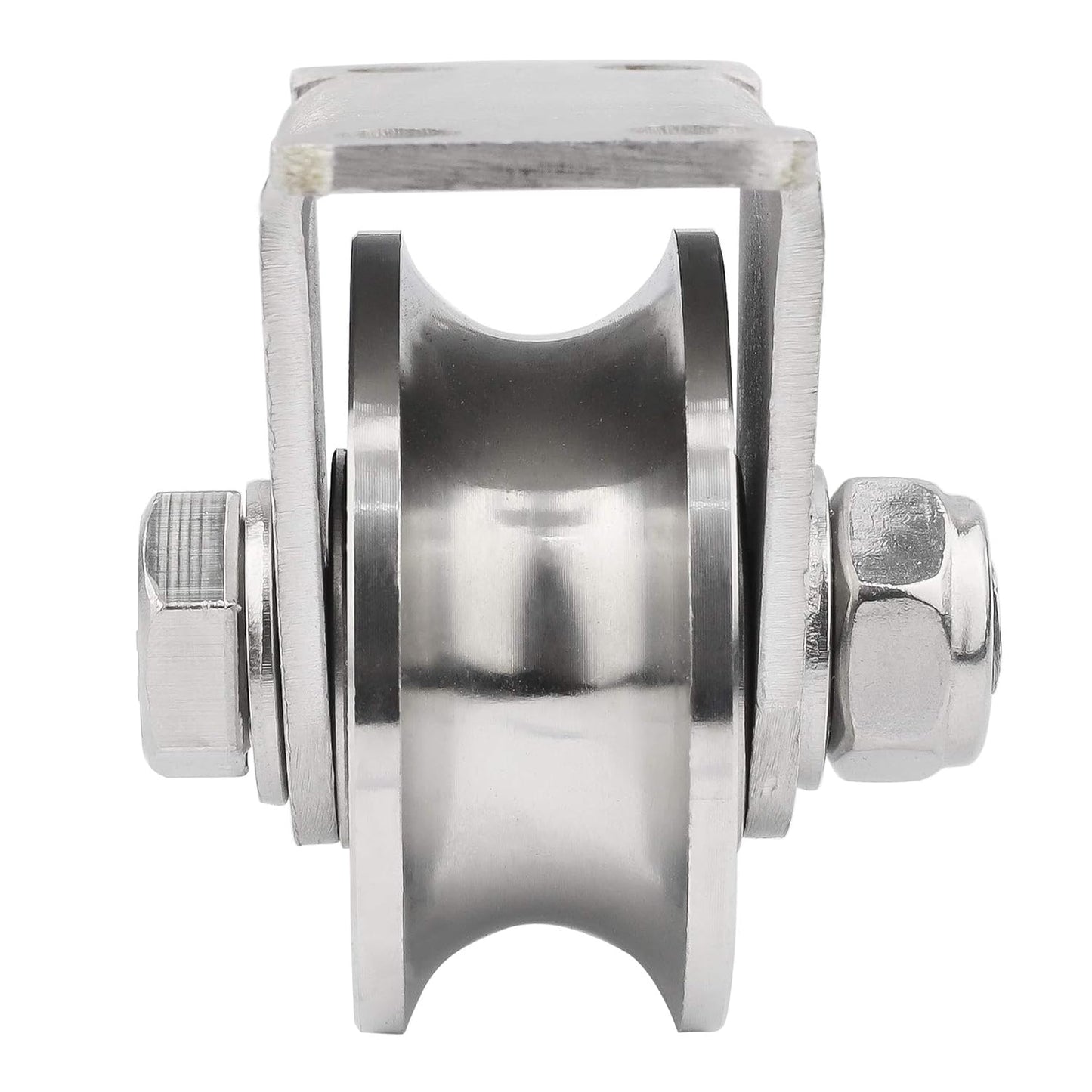 1 Piece Groove Wheel Pulley 304 Stainless Steel Pulley Block Super Silent Detachable Duplex Bearing for DIY Gym Equipment, Sliding Gate with Mounting Screws and Expansion Pipes U Type