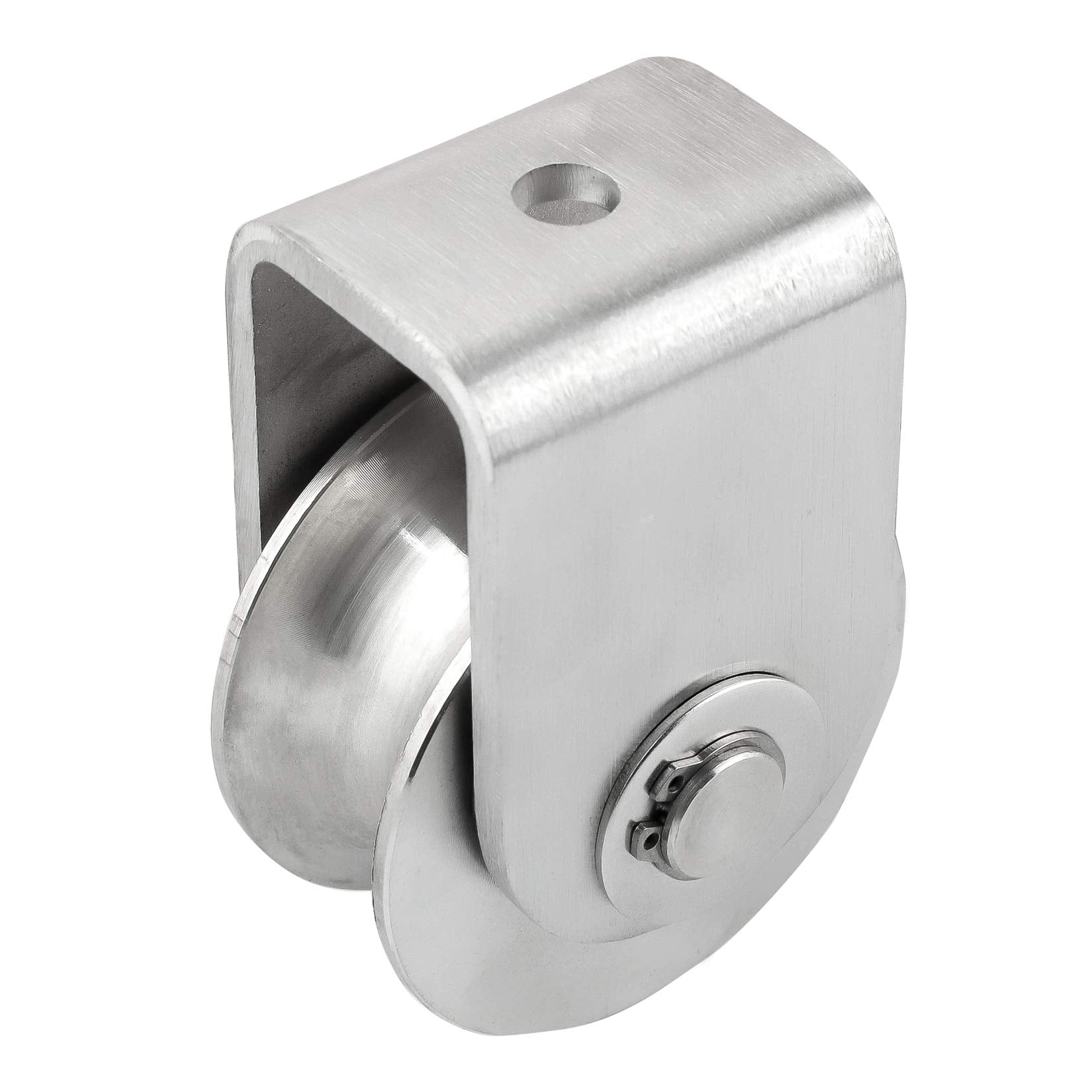 Pulley Block U Type Single Wheel Pulley Block Duplex Bearing 304 Stainless Steel Smooth Loading 880lb/400Kg for Material Handling and Moving