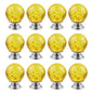 12 PCS Crystal Cabinet Knobs Round Glass Bubbles Knobs Smooth Drawer Pulls Handle for Home, Cabinet, Drawer and Dresser with 3 Different Size Screws, 30MM (Amber)