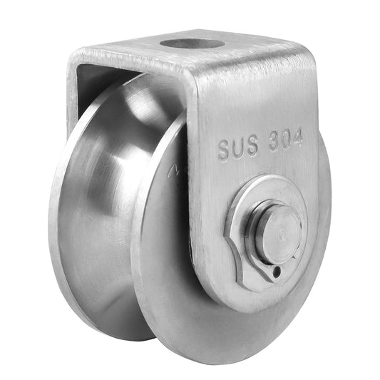 Pulley Block U Type Single Wheel Pulley Block Duplex Bearing 304 Stainless Steel Smooth Loading 880lb/400Kg for Material Handling and Moving