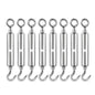 M6 1/4 inch Turnbuckles Hook, 304 Stainless Steel Turnbuckle Heavy Duty Wire Rope Tension Cable Railing Kit for Sun Shade Tent Installation,Pack of 8